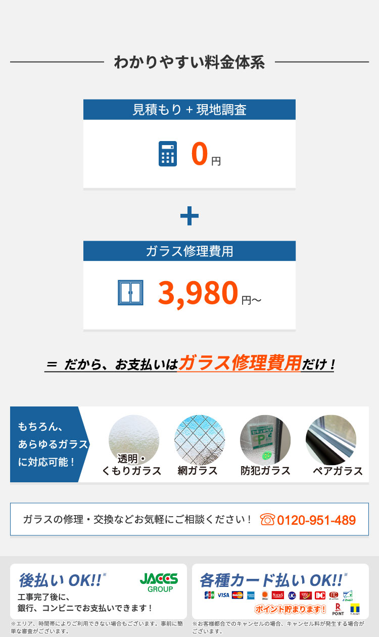 上野原市で交換・修理費用が安い近くのガラス屋・ガラス店の料金